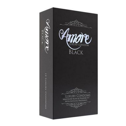 Amore Luxury Black Condom - 6 Pack